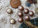Beautiful 1900s Antique BUTTONS Set of 15 Tiny Two Tone CELLULOID Buttons Doll Size Perfect French Bebe Tiny Buttons Collectible Buttons