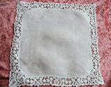 Antique 1900s Heirloom Bobbin Lace Edged Handkerchief Hanky Perfect Hankie For Bride To Be Special Wedding Bobbin Lace Downton Abbey Era