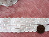 Antique French White On White Embroidered Trim Sweet Design Scallop Edges Perfect For Dolls Christening Gowns Bonnets Bridal Weddings