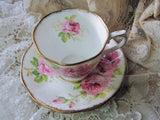 BEAUTIFUL Royal Albert American Beauty Teacup and Saucer Paul Longpre Lush Pink ROSES English Bone China,Collectible Cups and Saucers