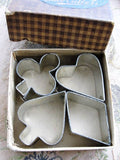 VINTAGE Card Playing Childrens Cookie Cutters Fancy Sandwich Cake Cutters Tin Cookie Cutters Original Box Farmhouse Kitchen Collectibles