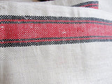 Vintage Linen French Torchons, Kitchen Tea Towel, Red Stripe Linens, French Farmhouse Cuisine Never Used Vintage Linens
