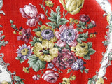 DECORATIVE Vintage Barkcloth Textile Lush Flowers Chic French Country, Romantic Cottage, Farmhouse Decor,Upholstery,Drapery,Vintage Textiles