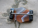 STRIKING Victorian SCOTTISH Striped Agate and Silver Brooch Beautiful Colors Antique Scottish Jewelry Jewellery