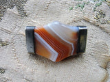 STRIKING Victorian SCOTTISH Striped Agate and Silver Brooch Beautiful Colors Antique Scottish Jewelry Jewellery