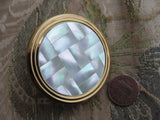 LOVELY Vintage 1950s Lustrous Mother Of Pearl Purse Mirror and Lipstick Holder, Purse Compact Handbag Beveled Mirrored Vanity, Makeup Mirror