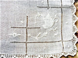 ANTIQUE Wedding Handkerchief Art Deco Drawn Thread and Applique Beautiful Bridal Hankie Stunning Madeira Linen Lace Edge Hanky