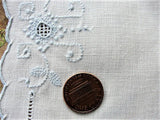 VINTAGE Madeira Creamer and Sugar Tray Cloth Mat Doily Blue Hand Embroidered Seed Embroidery Cottage Farmhouse Decor Vintage Table Linens