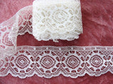 BEAUTIFUL Antique French Lace Cotton Trim Delicate Intricate Spider Web Pattern 65 inches, Dolls,Christening Gowns, Bridal Heirloom Sewing