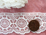 BEAUTIFUL Antique French Lace Cotton Trim,Intricate Spider Web Lace Pattern,Dolls,Christening Gowns,Bridal Heirloom Sewing,Collectible Laces