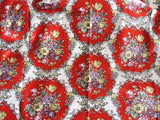 DECORATIVE Vintage Barkcloth Textile Lush Flowers Chic French Country, Romantic Cottage, Farmhouse Decor,Upholstery,Drapery,Vintage Textiles
