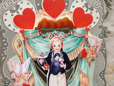 1920s BEAUTIFUL Huge Antique VALENTINE Fold Out Card, Folding Honeycomb,Colorful 3 d Stand Up Card Romantic Card,Gift For Your Valentine