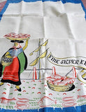 VINTAGE Irish Linen Printed Tea Towel Fine SILVER EELS Fish Colorful Linen Wall Hanging,Country French, Farmhouse Kitchen,Vintage Linens