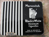 20s ART DECO Marcovitch Black and White Magnum Cigarettes Tin Box, English Tin, Marcovitch of Piccadilly, Collectible Litho Tins, Tobacconia