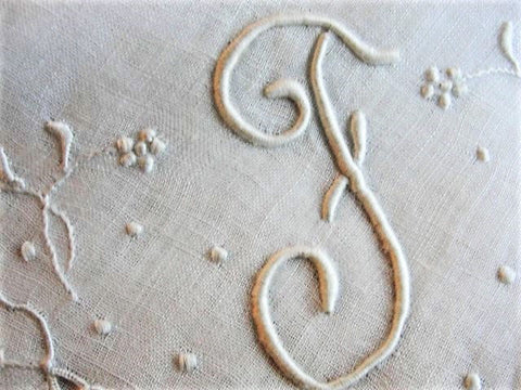 LOVELY Vintage MADEIRA Embroidered Hankie Handkerchief WhiteWork Embroidery Openwork Monogram F Wedding Bridal Bridesmaid Hanky Hankies