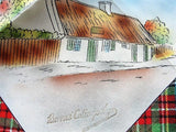 Vintage SCOTTISH SOUVENIR HANDKERCHIEF Scotland Trip Souvenir Robert Burns Cottage Hanky Tartan Border Hankie Collectible Vintage Hankies