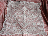 GORGEOUS Vintage Hand Made Lace Table Center,Table Topper, Large Square Doily Darned Lace,Hand Knotted Lace,French Farmhouse Wedding Doilies