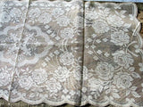 BEAUTIFUL Vintage Lace Table or Dresser Runner Scalloped Scarf Ivory Lace Roses Farmhouse Decor Wedding Bridal Vintage Linens Lover Gift
