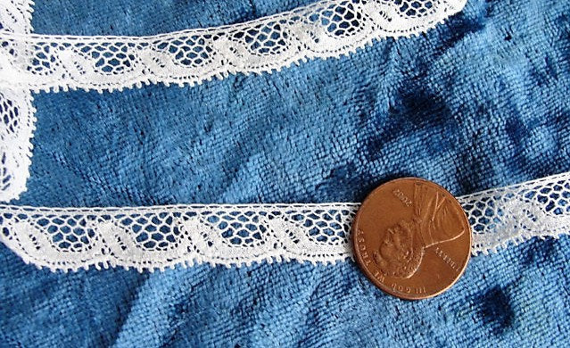 Antique BEAUTIFUL French Lace, Cotton Trim, Dainty Narrow Lace,For Dolls,Christening Gowns, Baby Bonnets,Bridal Heirloom Sewing, Collectible