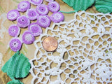 BEAUTIFUL Vintage Figural Doily Colorful Purple Grapes Creamy White Hand Crocheted Doily Farmhouse Decor, French Country Cottage,Collectible Doilies