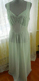 Late 1940s Early 1950s Sweetheart Neckline Nightgown Vintage Sea-foam Green Glamour Pin-Up Girl Lingerie