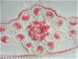 CHARMING Vintage Pair of Pillowcases, Pretty PINK Roses and White Crochet Lace, French Country, Farmhouse,Vintage Linens, Bridal Shower Gift