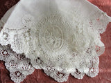 Beautiful Antique Lace Hankie BRIDAL WEDDING HANDKERCHIEF Hanky Fancy Wide Lace Perfect Bride to Be Bridal Wedding Something Old Present