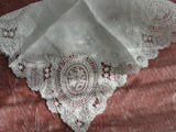 Beautiful Antique Lace Hankie BRIDAL WEDDING HANDKERCHIEF Hanky Fancy Wide Lace Perfect Bride to Be Bridal Wedding Something Old Present