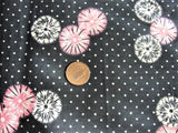 Vintage Fabric FEEDSACK, Feed Sack ,Flour Sack,Cotton Quilting ,NOVELTY Fabric ,PRETTY Pink n Black Pattern ,Never Used 34 X 13, Collectible
