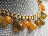 ART DECO Bakelite Fruit Strand Necklace, Eye Catching Bead Necklace,Luminous Apple Juice, Butterscotch, Green,Collectible Costume Jewelry