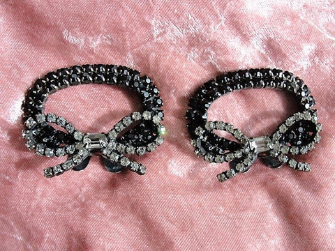 GORGEOUS Art Deco Vintage Evening Shoe Clips,Gatsby,Signed MUSI,Glittering Black and Grey Stones, Shoe Decorations, Shoe Buckles,Dress Shoes