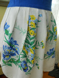 Lovely Blue Vintage Floral Hostess Half Apron Farmhouse Decor, Kitchen Apron, French Country, Late 50s or Early 60s