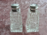 LOVELY Antique Cut Crystal Salt and Pepper Shakers Sterling and Mother of Pearl Tops, Elegant Dining, Wedding Gift, House Warming Gift