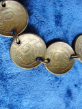 VINTAGE Coin Bracelet, Peruvian Coins, Ethnic Jewelry, Souvenir Jewelry, Interesting Vintage Bracelet, Collectible Jewelry