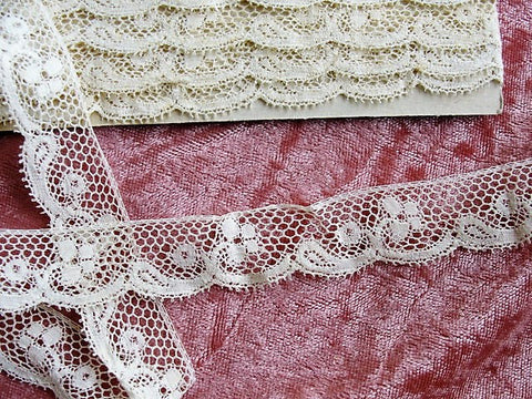 Antique BEAUTIFUL French Lace, Cotton Trim, Dainty Lace,For Dolls, Christening Gowns, Baby Bonnets,Bridal Heirloom Sewing, Collectible