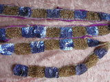 DECADENT Art Deco Flapper Era Iridescent Beaded Trim Gold Beads Purple Sequins on Netted Lace Vintage Beaded Embellishment,Flapper Headbands