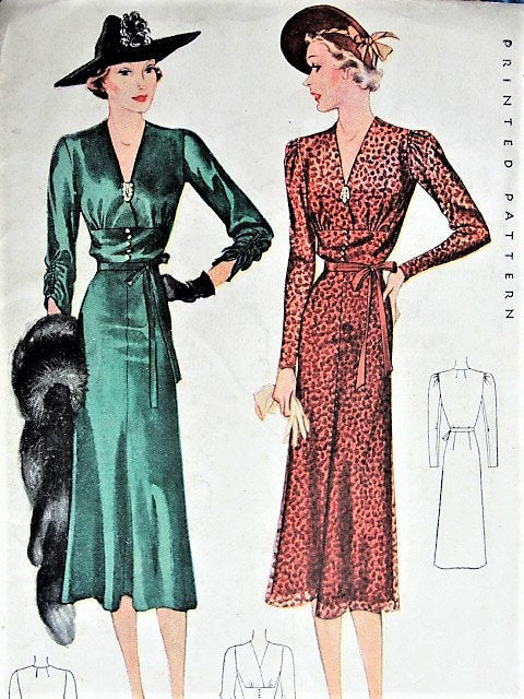 1930s DRAMATIC Evening Dress Pattern McCall 9502 Gorgeous Art Deco Style Details Bust 38 Vintage Sewing Pattern FACTORY FOLDED