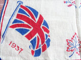 1937 CORONATION Handkerchief ,George VI Royalty Souvenir Linen Hanky, English Royal Memorabilia, Collectible Royalty, George VI Collectibles