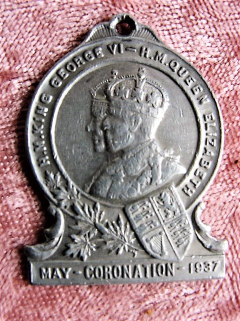 1937 CORONATION Souvenir Watch Fob,George VI Queen Elizabeth May 1937 ,Royalty Souvenir, English Royal Memorabilia, George VI Collectibles
