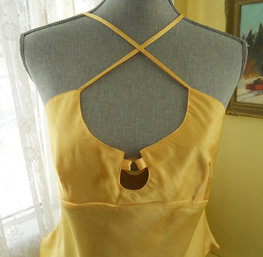 Retro Camisole or Top Vintage Early 90s Yellow Lingerie Tank Top