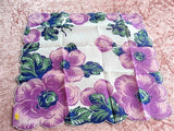50s VINTAGE Hanky Printed Purple Flowers,Colorful Floral Handkerchief, Swiss Hanky,Collectible Hankies, Shabby Chic, Hankies To Collect