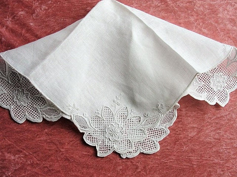 Vintage APPENZEL Embroidered Hankie Handkerchief WhiteWork Embroidery,Wedding Bridal Bridesmaid ,Special Hanky ,Collectible Hankies