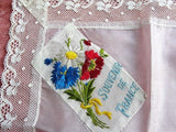 BEAUTIFUL Antique French Souvenir Hanky,Embroidered Silk Handkerchief,Wide Lace,Special Wedding Hankie,Bridal Hankies,Collectible Hankies