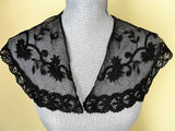 GORGEOUS Antique Black Lace Shawl, Netted Lace Collar,Victorian Mourning Lace, French Lace, Shoulder Wrap,Vintage Clothing, Lovely Lace