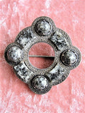 BEAUTIFUL Antique Scottish Sterling Silver and Granite Stones Brooch,Outlander Scottish Jewelry, Victorian Jewelry,Antique Scottish Brooch