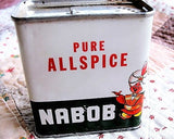 VINTAGE Nabob Spice Tin, Decorative Graphics, Mid Century Spice Tin, Kitchen Decor, French Country, Farmhouse Decor,Hoosier Cabinet Decor