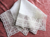 BEAUTIFUL French BRIDAL WEDDING Handkerchief,Fine Linen,Gorgeous Wide Intricate Lace Hankie,Special Bridal Hanky,Collectible Antique Hankies