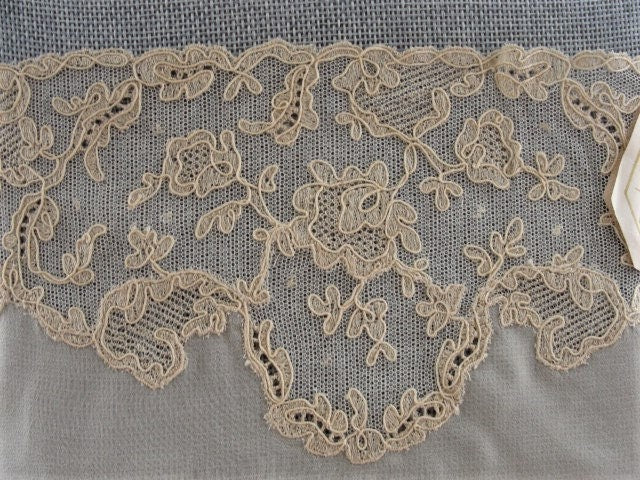 Lovely FRENCH LACE Embroidered Tulle Net Lace Dickey Inset Armistice Blouse Style Downton Abbey Great Gatsby Style Bridal Vintage Clothing