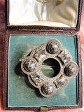 BEAUTIFUL Antique Scottish Sterling Silver and Granite Stones Brooch,Outlander Scottish Jewelry, Victorian Jewelry,Antique Scottish Brooch