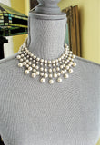 DRAMATIC Vintage Pearl Bib Collar Necklace,Lustrous Satin Pearl Bead Necklace,Bridal Necklace,Princess Margaret Style,Collectible Jewelry
